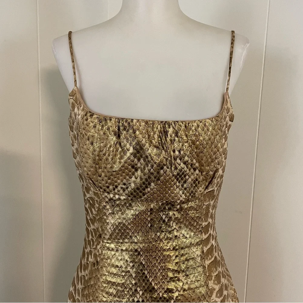 Tracy Reese Silk Metallic Dress Women’s 6 Sleeveless Scoop Neck Sheath Glam - Picture 2 of 10